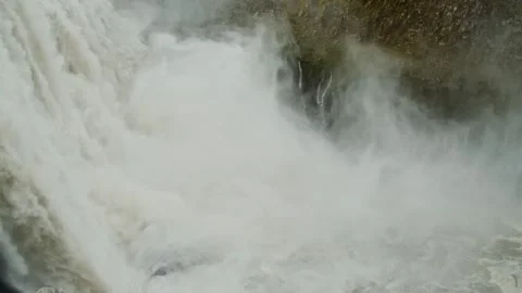 Waterfall in Iceland, Water Flowing Over Rocks and Boulders Stock Footage 320511167