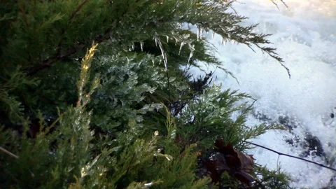 Waterfall Icicles Stock Footage 100607237