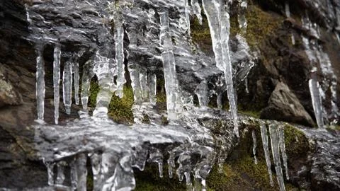 Waterfall Icicles in Winter Foto stock