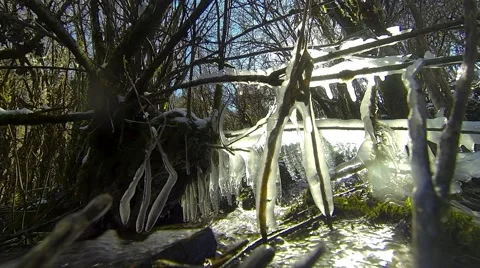 Waterfall with icing at winter Video stock 50340720