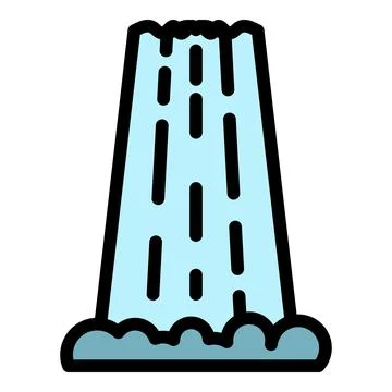 Waterfall icon color outline vector イラスト素材