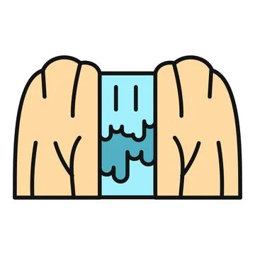 Waterfall icon flowing water between rocks Stock Illustration