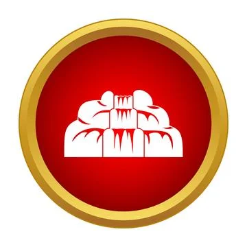 Waterfall icon inside red circle gold frame イラスト素材