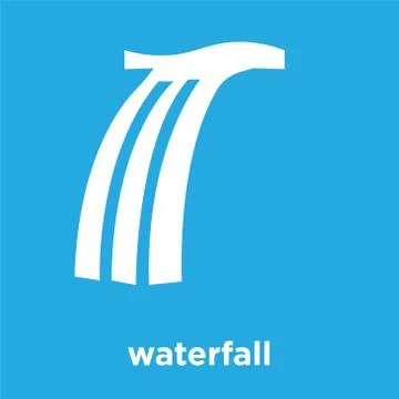 Waterfall icon isolated on blue background Stock Illustration