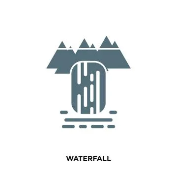 Waterfall icon isolated on white background for your web, mobile and app desi Illustrazione stock