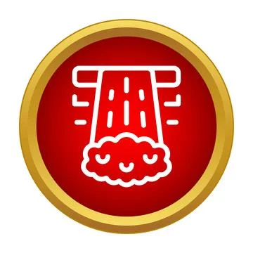 Waterfall icon showing falling water and splashing foam Stock Illustration