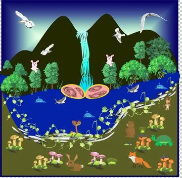 Waterfall Stock Illustration