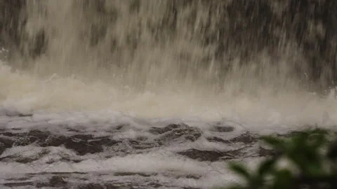 Waterfall Impact and Churning Flow Stock Footage 343560708