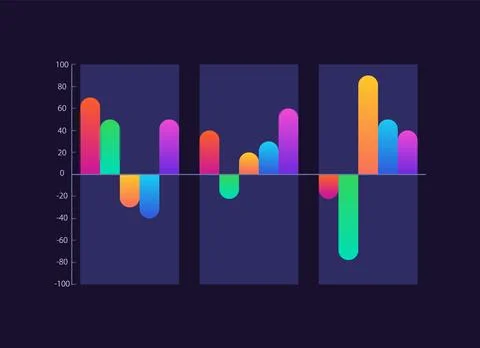 Waterfall infographic chart design template for dark theme Stock Illustration