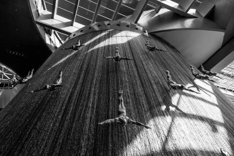 Waterfall inside the Dubai Mall, UAE Stock Photos