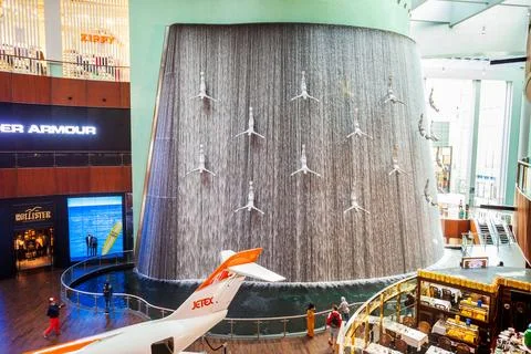 Waterfall inside Dubai Mall, UAE Stock Photos