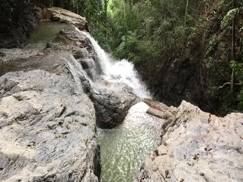Waterfall inside the island Stock Footage 71950506