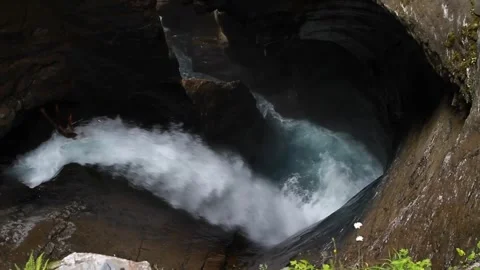 Waterfall inside mountain Stock Footage 268898538