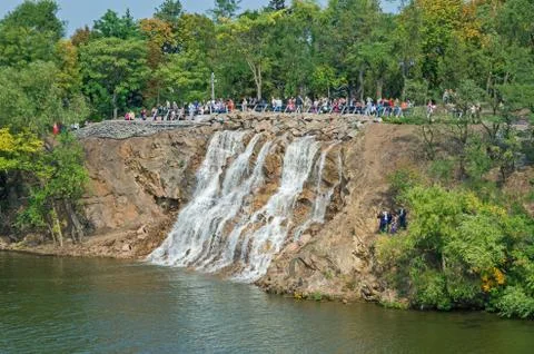 Waterfall on island Stock Photos