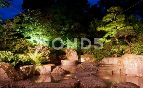 Waterfall japanese garden Stock Photos