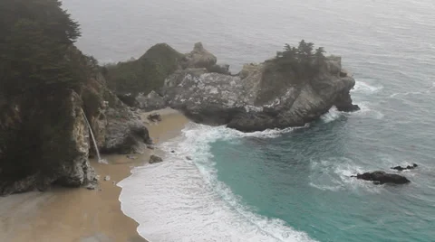 Waterfall at julia pfeiffer burns state park, california Stock Footage 34312165