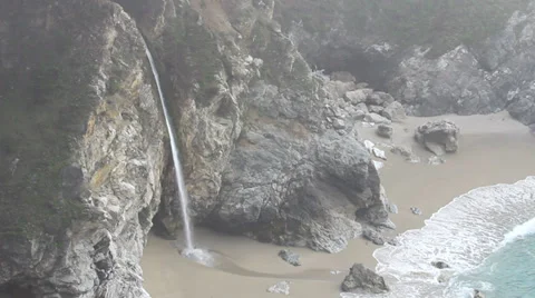 Waterfall at Julia Pfeiffer Burns State Park, California Stock Footage 34399453
