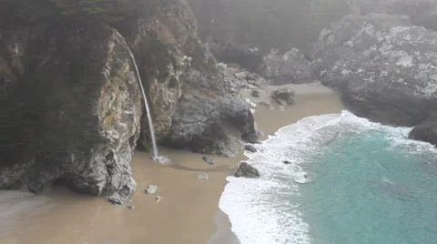Waterfall at julia pfeiffer burns state park, california Stock Footage 35046942