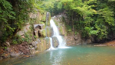 Waterfall into jungle Foto stock