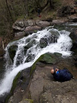 Waterfall into jungle Stock Photos