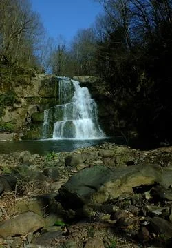 Waterfall into jungle Stock Photos