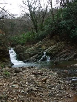 Waterfall into jungle Stock-Fotos