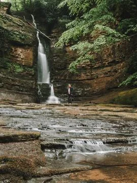 Waterfall into jungle Stock Photos