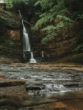 Waterfall into jungle Stock Photos