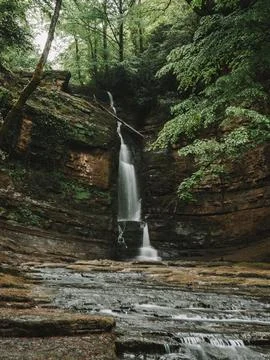 Waterfall into jungle Stock Photos