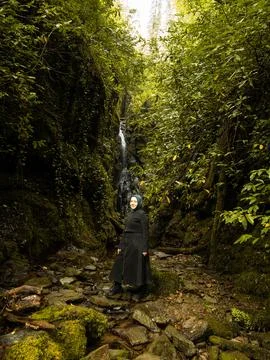 Waterfall into jungle Stock Photos