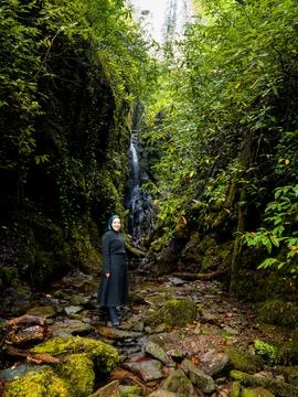 Waterfall into jungle Stock Photos