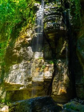 Waterfall into jungle Stock Photos