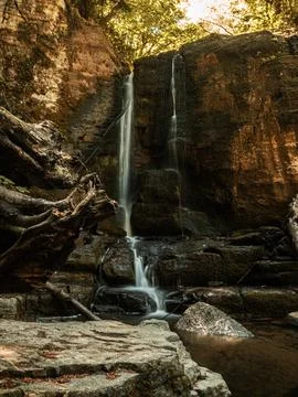 Waterfall into jungle Stock Photos