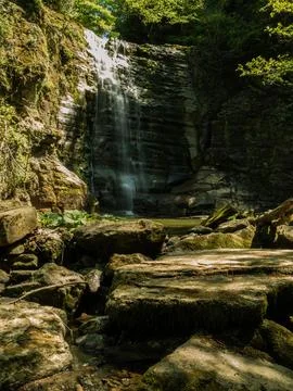 Waterfall into jungle Stock Photos