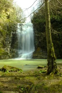 Waterfall into jungle Stock Photos