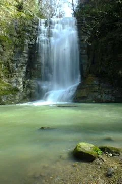Waterfall into jungle Stock Photos