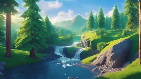 Waterfall in the jungle video animation Stock Footage 247498527