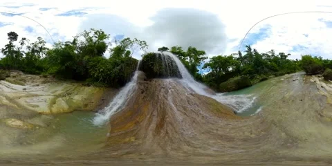Waterfall in the jungle. VR 360. Stock Footage 202296050