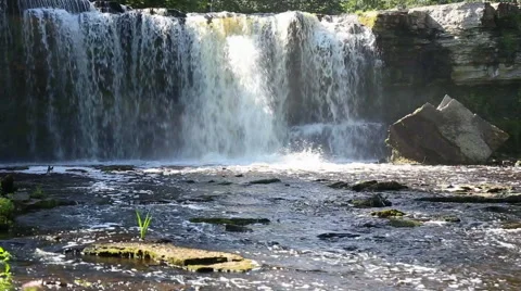 Waterfall Keila in Estonia Stock Footage 40733202