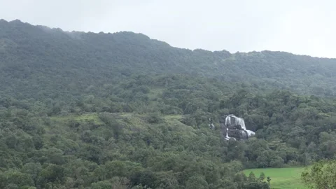 A waterfall in the Kotebetta Hill range during Monsoon in Coorg, India. Vidéo 163563300