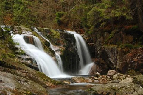 Waterfall in Krkonose Stock Photos