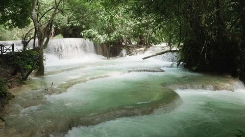 Waterfall Kuang Si falls Vídeos de archivo 79773140
