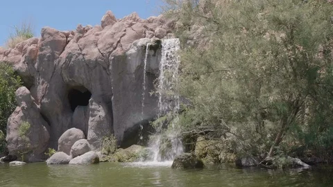 Waterfall into a lake Stock Footage 114659458