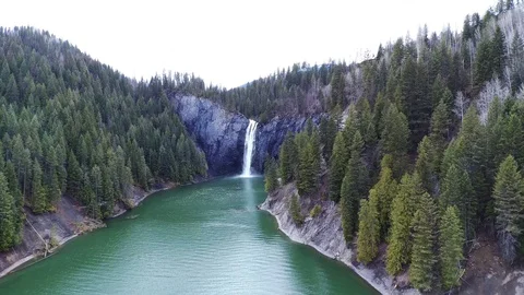 Waterfall into Lake Stock Footage 128981262