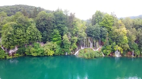 Waterfall Into Lake Stock Footage 142241424