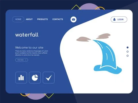 Waterfall Landing page website template design Free Stock Illustration
