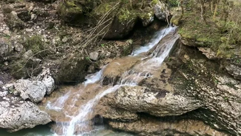 Waterfall landscape with the strong stream Stock Footage 308111586