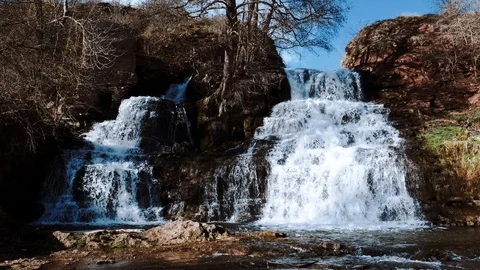 Waterfall landscape view of water stream on the river in national park. Stock Footage 117148613