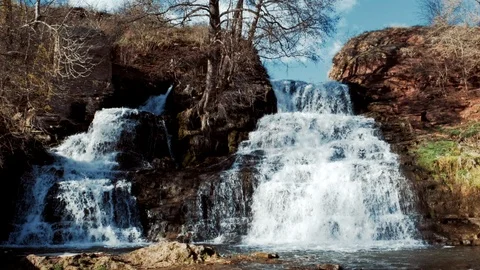 Waterfall landscape view of water stream on the river in national park. Stock Footage 117148925