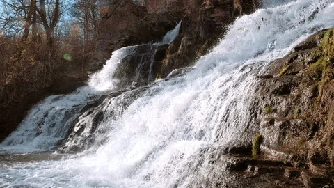 Waterfall landscape view of water stream on the river in national park. Stock Footage 117152833